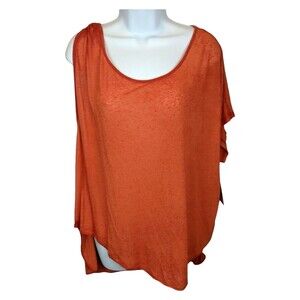 Free People Asymmetrical Orange Linen Blend Knit Top Size L NWT Beachy